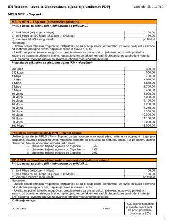 1 MPLS VPN â€“ Top net (simetriÄan pristup) - BH Telecom