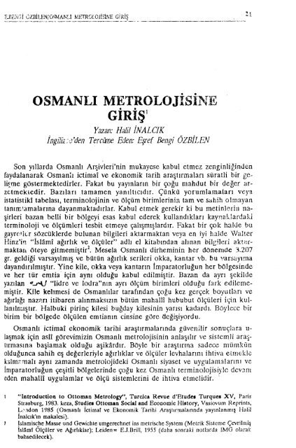 OSMANLI METROLOJiSiNE GiRiÅ