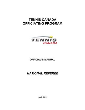 tennis canada officiating program official's manual national referee