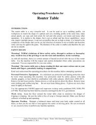 Operating Procedures for Router Table - Valley Woodworkers