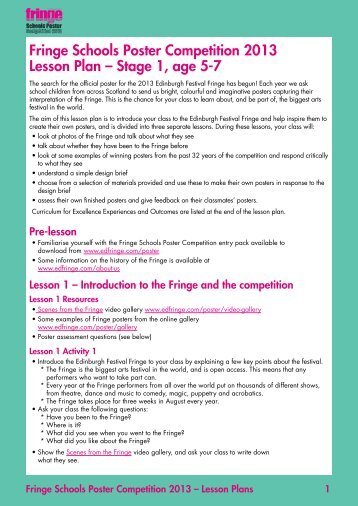 Sample lesson plan, level 1 - Edinburgh Festival Fringe