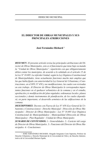 el director de obras municipales y sus principales atribuciones