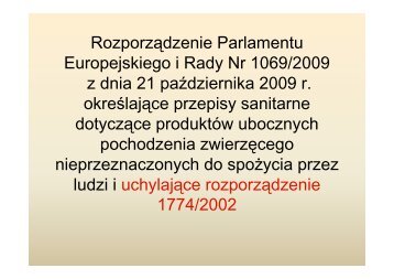 RozporzÄdzenie Parlamentu Europejskiego i Rady Nr 1069/2009 z ...