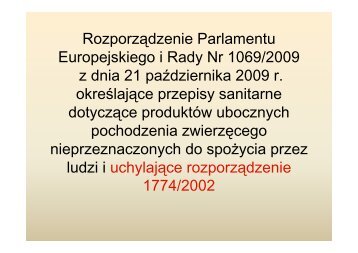 RozporzÄdzenie Parlamentu Europejskiego i Rady Nr 1069/2009 z ...