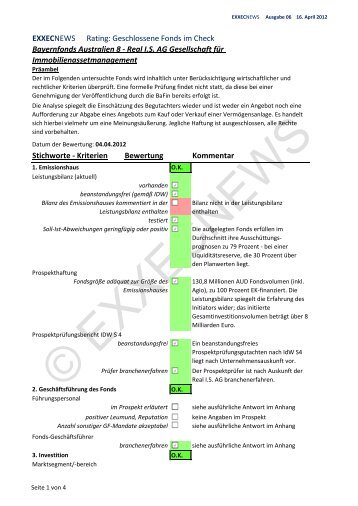 Geschlossene Fonds im Check Bayernfonds ... - EXXECNEWS.de