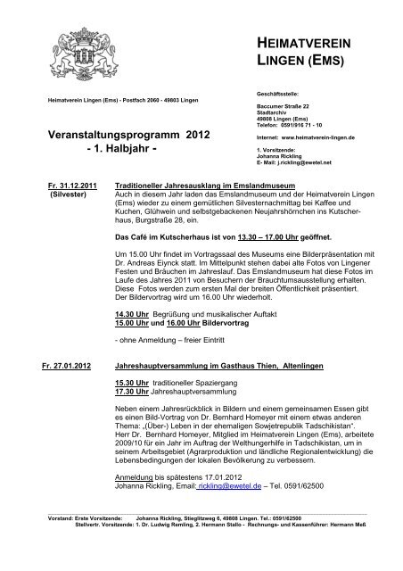 HVL Programm 2012-1 - Heimatverein Lingen