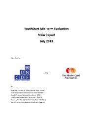 YouthStart Mid-term Evaluation Main Report July 2013 - UNCDF