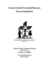 Gloria Christi Preschool/Daycare Parent Handbook “Let the little ...