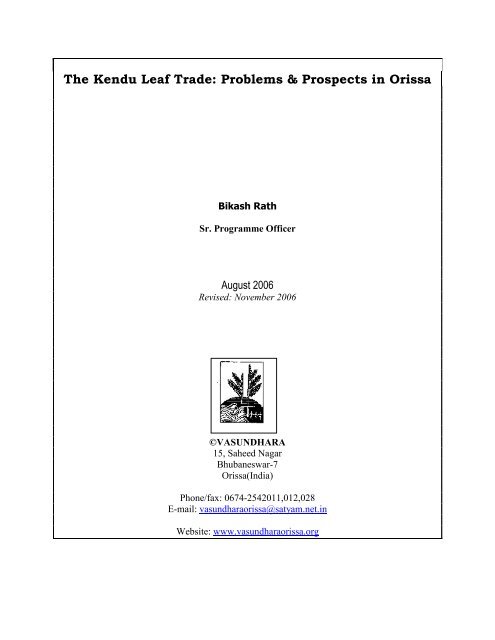 The Kendu Leaf Trade: Problems & Prospects in Orissa - Vasundhara