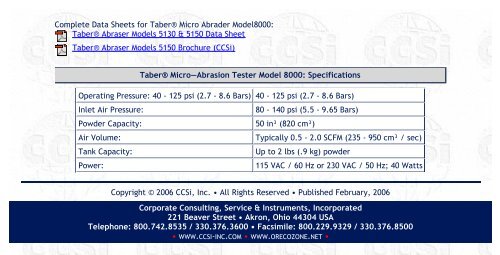 TaberÂ® Abraser Models 5150 Brochure - Corporate Consulting ...