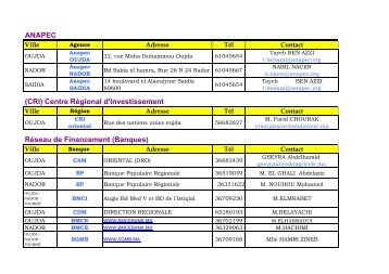 ANAPEC (CRI) Centre Régional d'Investissement ... - Moukawalati