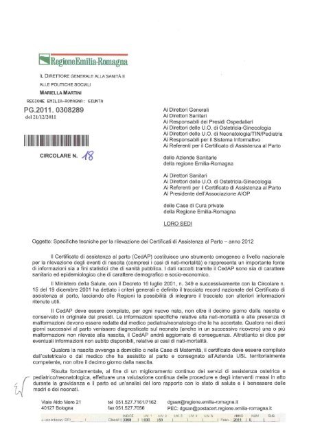 Circolare n. 18/2011 : "Specifiche tecniche per la ... - Saluter