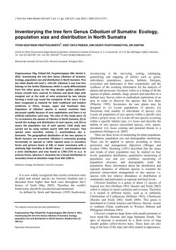 Inventorying the tree fern Genus Cibotium of Sumatra: Ecology ...