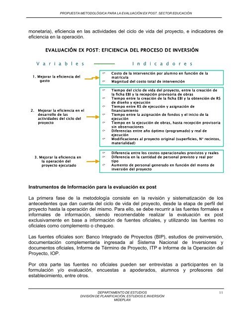 propuesta metodolÃ³gica evaluaciÃ³n ex post proyectos de educaciÃ³n