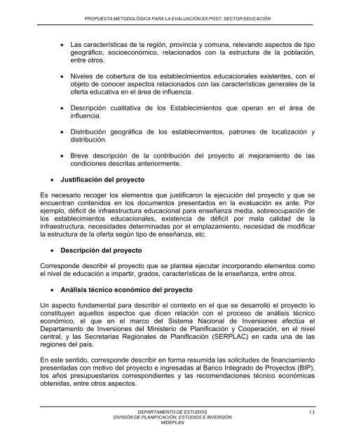 propuesta metodolÃ³gica evaluaciÃ³n ex post proyectos de educaciÃ³n