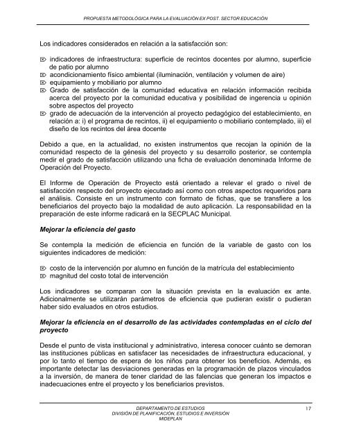 propuesta metodolÃ³gica evaluaciÃ³n ex post proyectos de educaciÃ³n