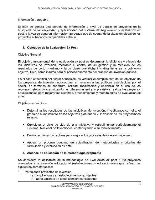 propuesta metodolÃ³gica evaluaciÃ³n ex post proyectos de educaciÃ³n