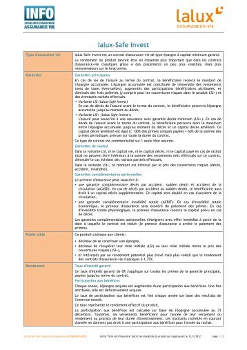 convention d'assurance des plans - Groupe La Luxembourgeoise