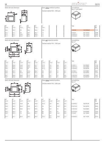 Sketch with main dimensions Boxes without marked pin positions ...