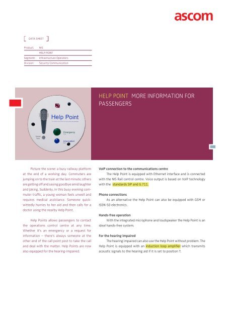 [PDF] Help point More inforMation for passengers - Ascom