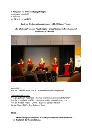 8. Kongress fÃ¼r Wirtschaftspsychologie veranstaltet vom BDP in ...