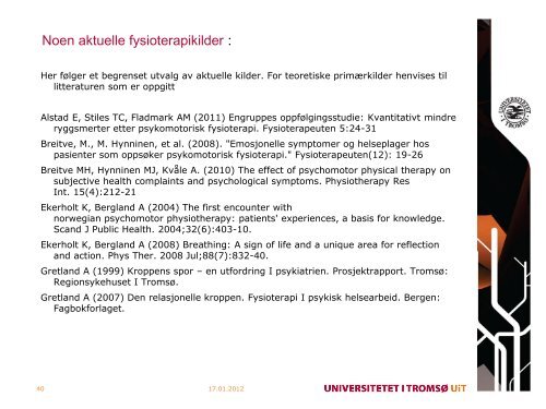 Foredrag NFF 16. jan11.pdf - Norsk Fysioterapeutforbund