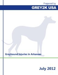 Report on Greyhound Injuries in Arkansas - Grey2K USA