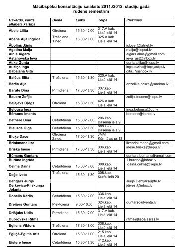 PedagoÄ£ijas un sociÄlÄ darba fakultÄtes mÄcÄ«bspÄku konsultÄcijas