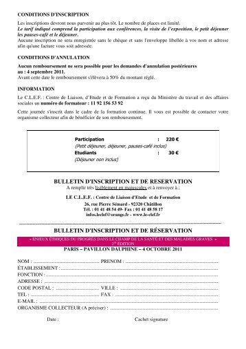 bulletin d'inscription et de reservation bulletin d ... - CISS Bretagne