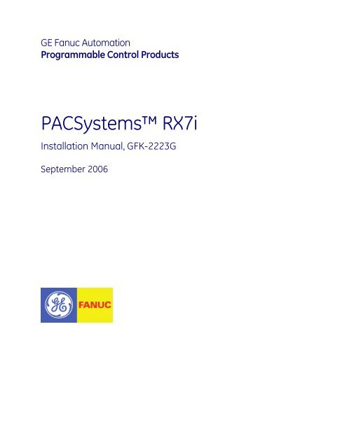 PACSystems RX7i Installation Manual, GFK-2223G