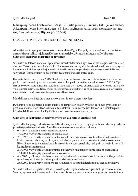 Hippoksen osallistumis- ja arviointisuunnitelma - JyvÃ¤skylÃ¤n kaupunki