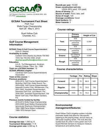 GCSAA Tournament Fact Sheet Golf Course ... - PGA TOUR Media