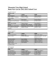 Book Fair Books - Mountain Vista High School