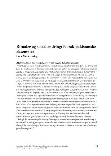 Ritualer og sosial endring: Norsk-pakistanske eksempler