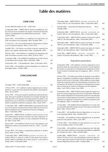 Table des matiÃ¨res - Editions Larcier