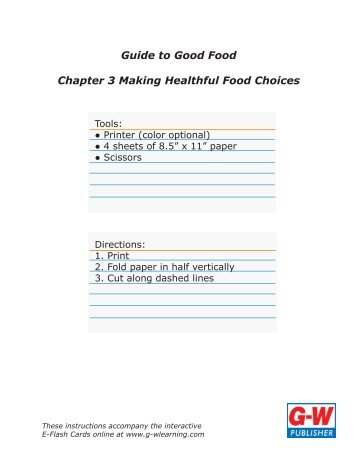 Guide to Good Food Chapter 3 Making Healthful Food Choices