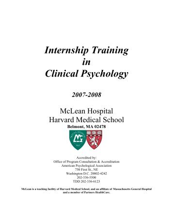 Internship Training in Clinical Psychology - McLean Hospital ...