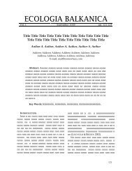 ECOLOGIA BALKANICA - CiteSeerX