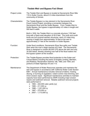 Tisdale Weir and Bypass Fact Sheet - Water Education Foundation