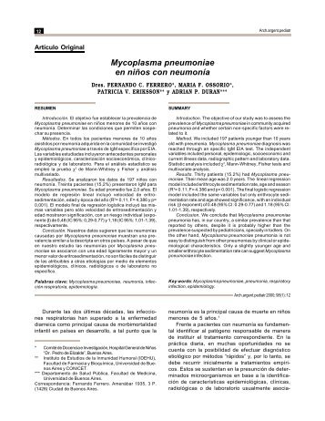 Mycoplasma pneumoniae en niÃ±os con neumonÃ­a