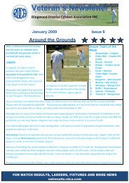 Veteran's Newsletter - Ringwood and District Cricket Association