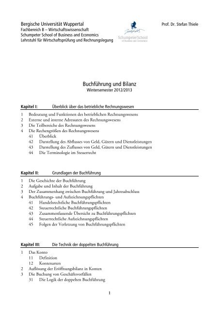 Gliederung Prof Dr Stefan Thiele Bergische Universitaƒa T Wuppertal