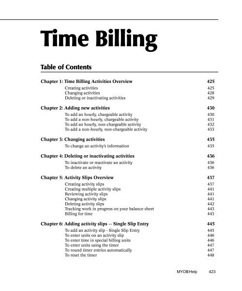 MYOB Manual - Time Billing