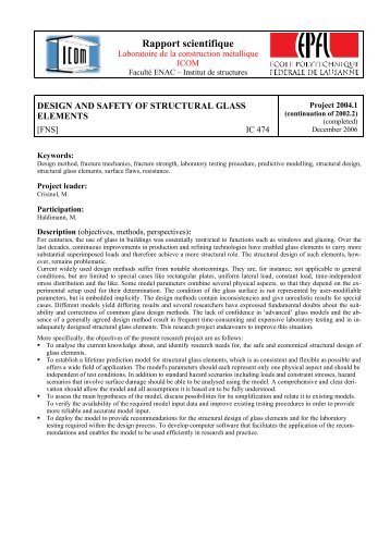 Rapport scientifique - Steel Structures Laboratory (ICOM) - EPFL