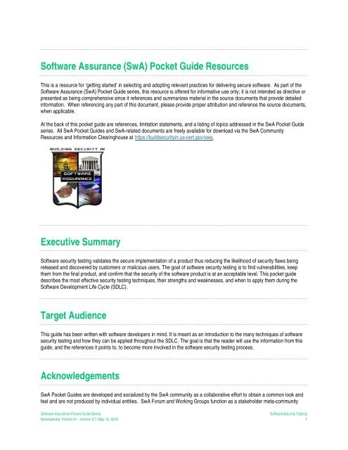 Risked Based Software Security Testing - Build Security In - US-CERT