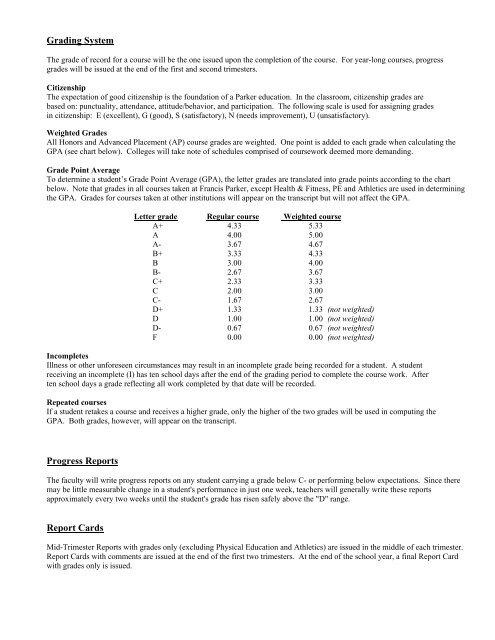 Graduation Requirements - Francis Parker School