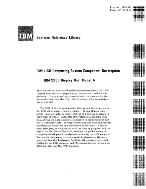 IBM 2250 Display Unit Model 4 - All about the IBM 1130 Computing ...