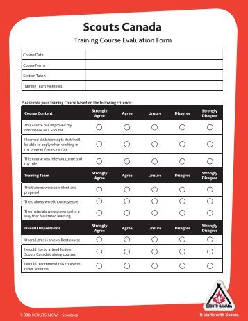 Training Evaluation Form - Scouts Canada