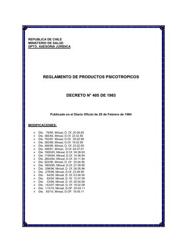 reglamento de productos psicotropicos decreto nÂ° 405 de 1983