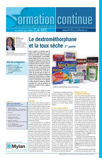 Le dextromÃ©thorphane et la toux sÃ¨che1re partie - Profession SantÃ©